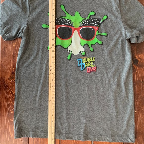 Nickelodeon Double Dare Live! Nose and Glasses Men's Gray Short Sleeve T-Shirt - Picture 3 of 7